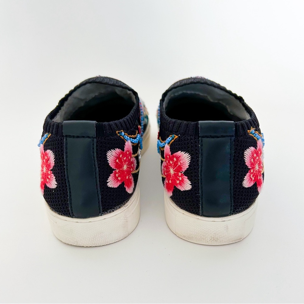 Johnny Was Festival Slip On Sneaker Floral Loafer Beaded Black Pink Boho 9.5 - Picture 8 of 10